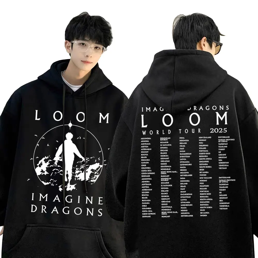 

Imagine Dragons Band Loom World Tour 2025 Graphic Hoodie Men Women Rock Punk Gothic Oversized Sweatshirt Male Vintage Hoodies