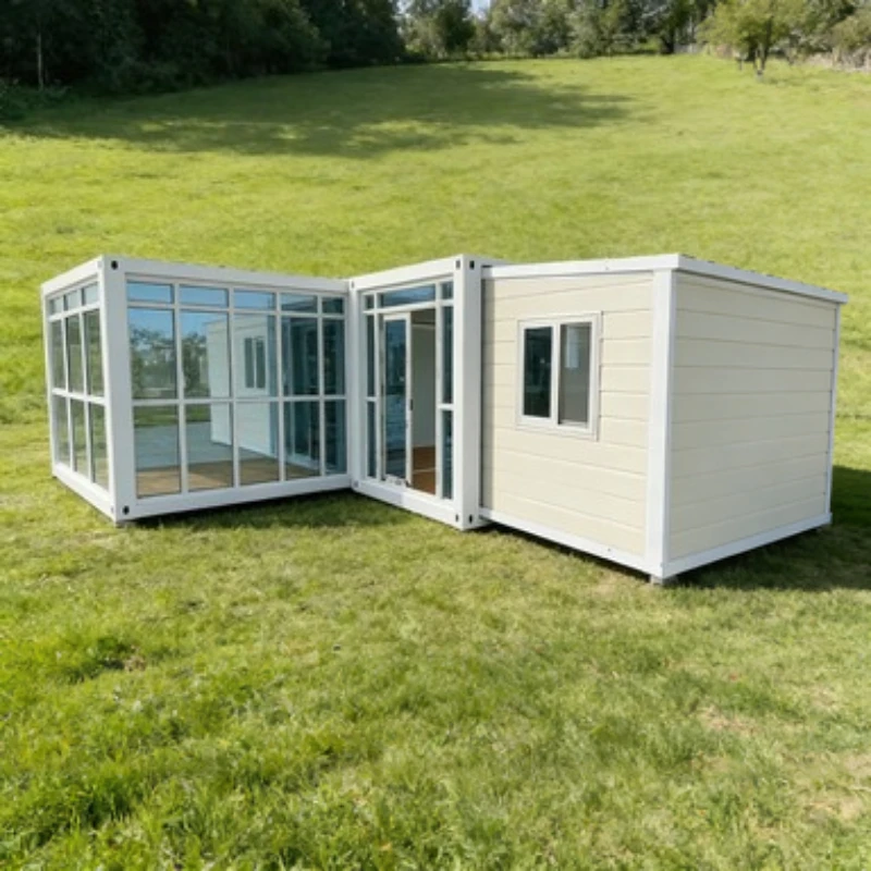 Conteneur habitable double aile personnalisé et remarquable de 20 pieds, maison pliable, structure préfabriquée mobile à longue portée extensible
