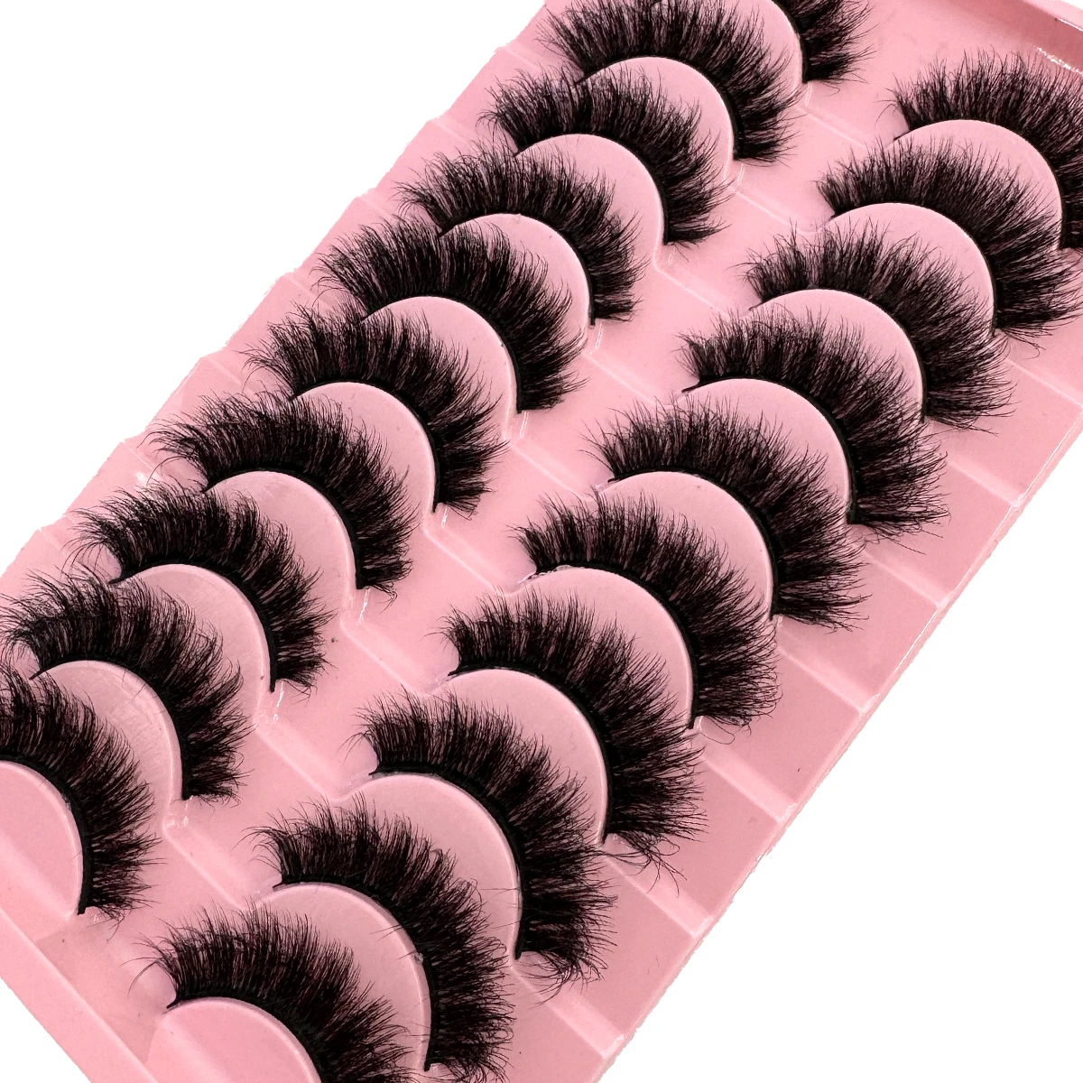 HBZGTLAD 10 pares de pestañas postizas de visón 3D pestañas densas desordenadas pestañas cortas de visón maquillaje Kit de extensión de pestañas postizas
