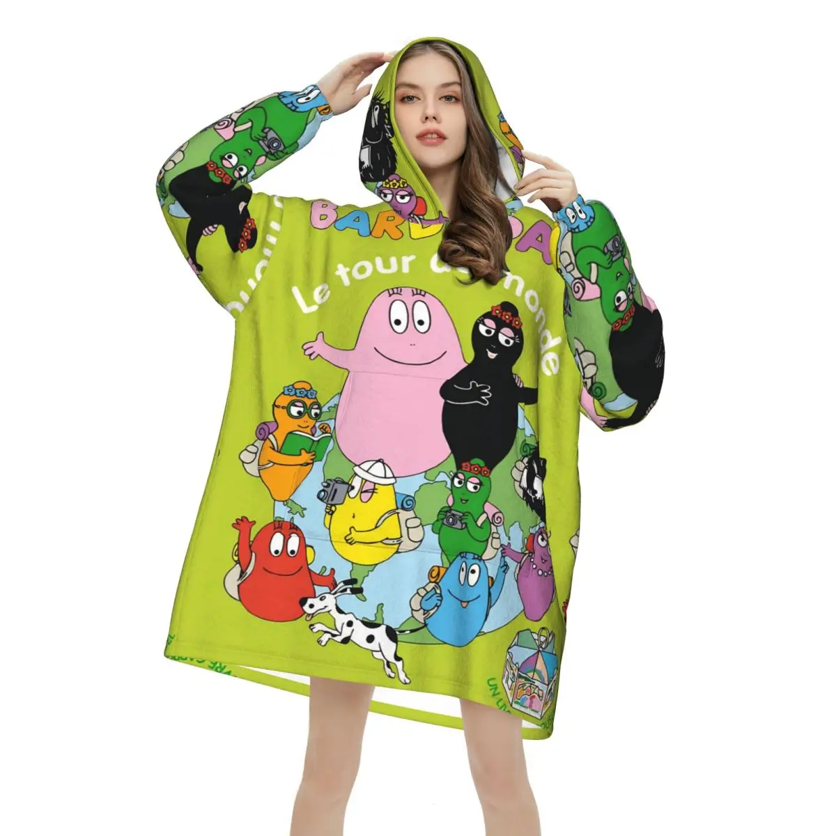 

Kawaii Barbapapa мультяшное одеяло с капюшоном, большая носимая толстовка, одеяло, теплые подарки для женщин и девочек, подруги