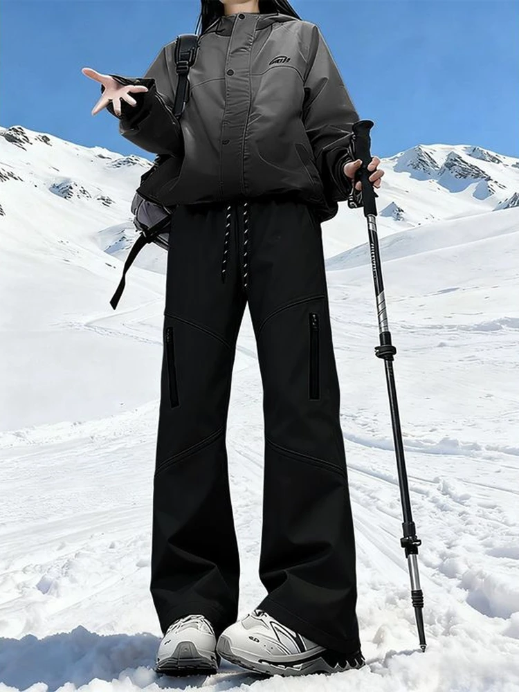 

Мужские зимние брюки для активного отдыха, утепленные флисом, ветрозащитные, водонепроницаемые, прямого кроя, повседневные, для зимних видов спорта