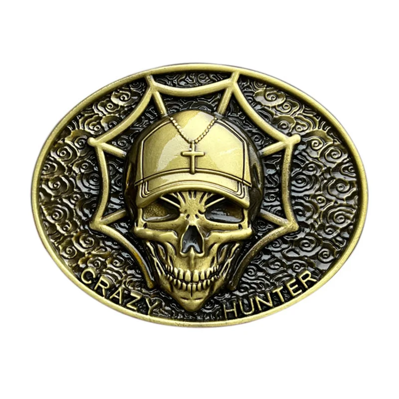 Western Style Cross Skull Belt Buckle - Fashionable Iron Alloy Unisex Accessory