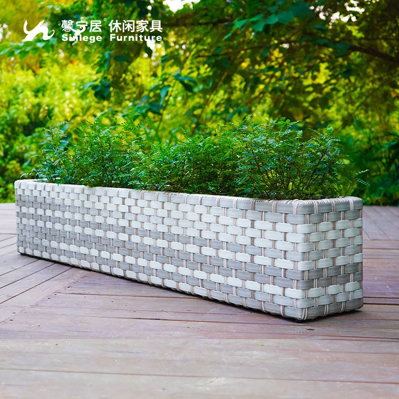 

Outdoor rattan flower box Commercial street planting flower slot rectangular combination outdoor flower bed fence partition