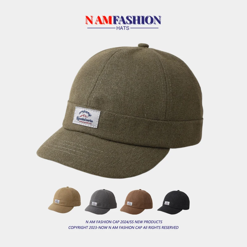 Niche Short Brim Peaked Cap Baseball Caps for Men and Women Street All-Match Hat Retro American Short Brim Hat