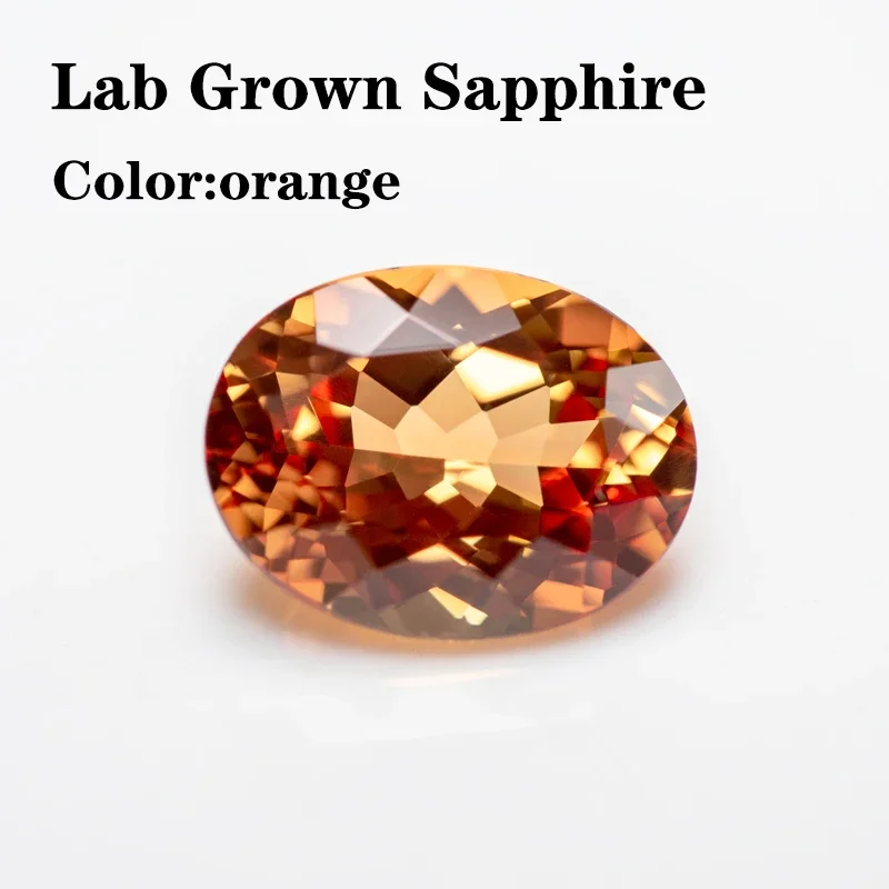 

Lab Grown Sapphire Orange Color Oval Shape Charms Gemstones Beads for Diy Jewelry Making Material Selectable AGL Certifica