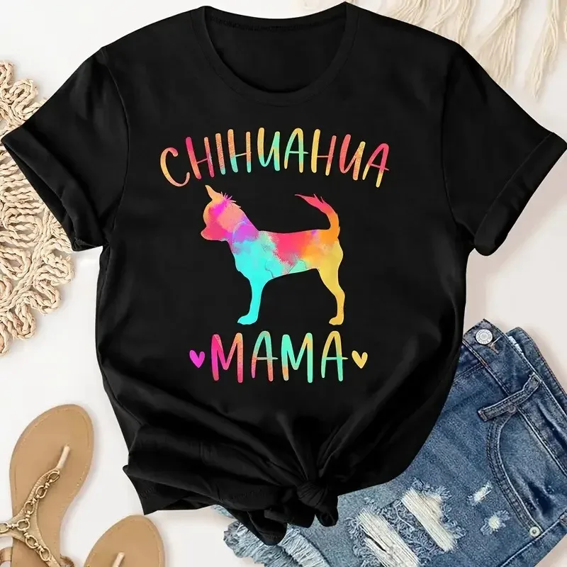 

Casual T-shirt Women's Plus Cartoon Lady & Slogan Print Long Sleeve Round Neck Medium Stretch T-shirt Harajuku Graphic Tees