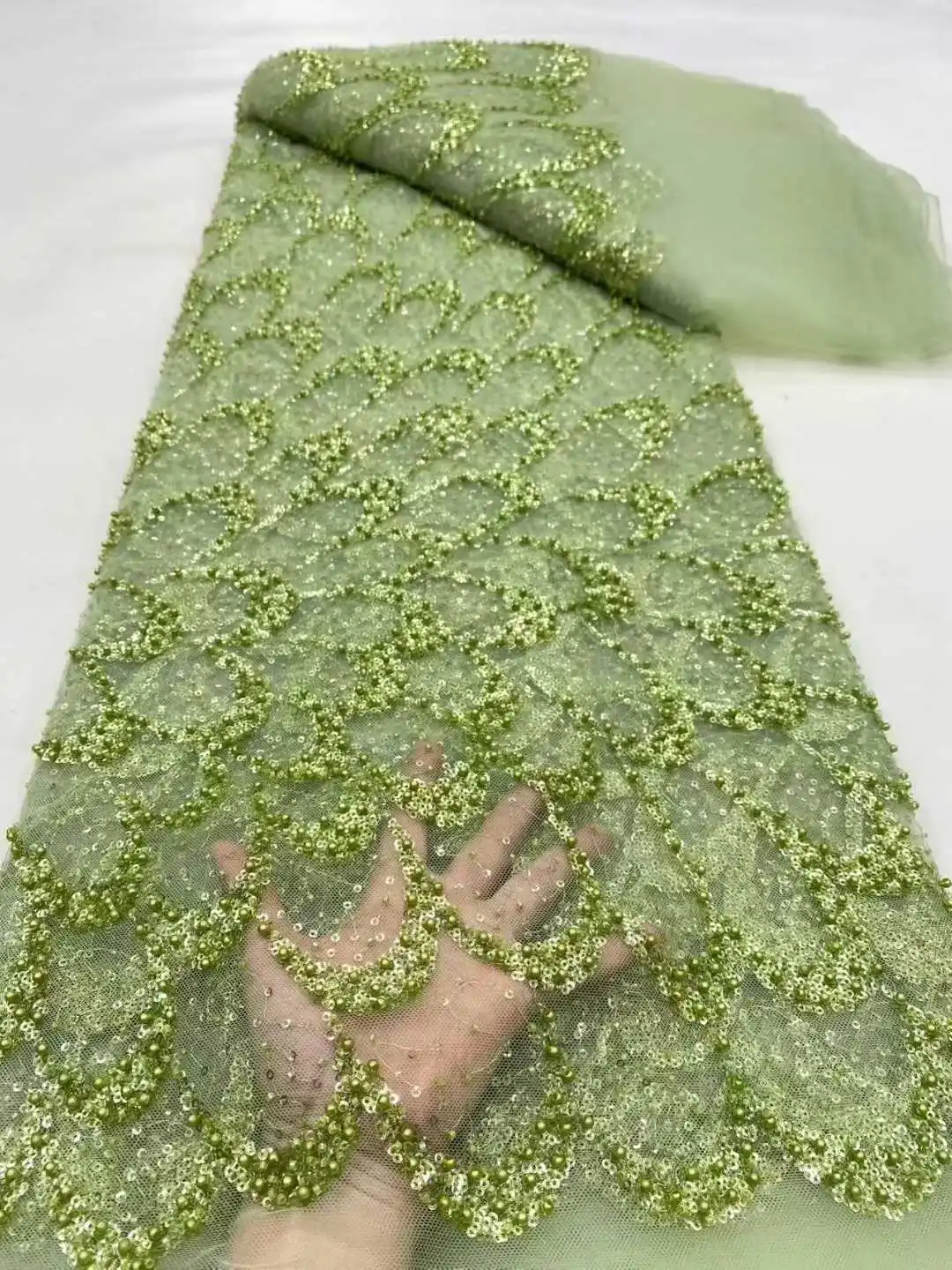 Tessuto di pizzo tulle con paillettes africano Nigeria di alta qualità 2025 perline guipure ricamate per abito da cerimonia nuziale