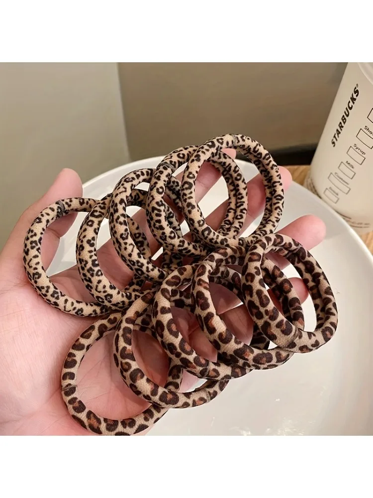 5 pièce/ensemble haute élastique léopard élastique queue de cheval cravate cheveux corde pour femmes Simple Nylon cheveux anneau tête corde cheveux accessoires