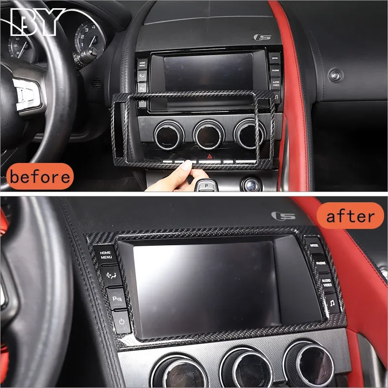 

Car Navigation Screen Frame Decoration Stickers For Jaguar F-Type 2013-2024 Real Carbon Fiber Car Accessories