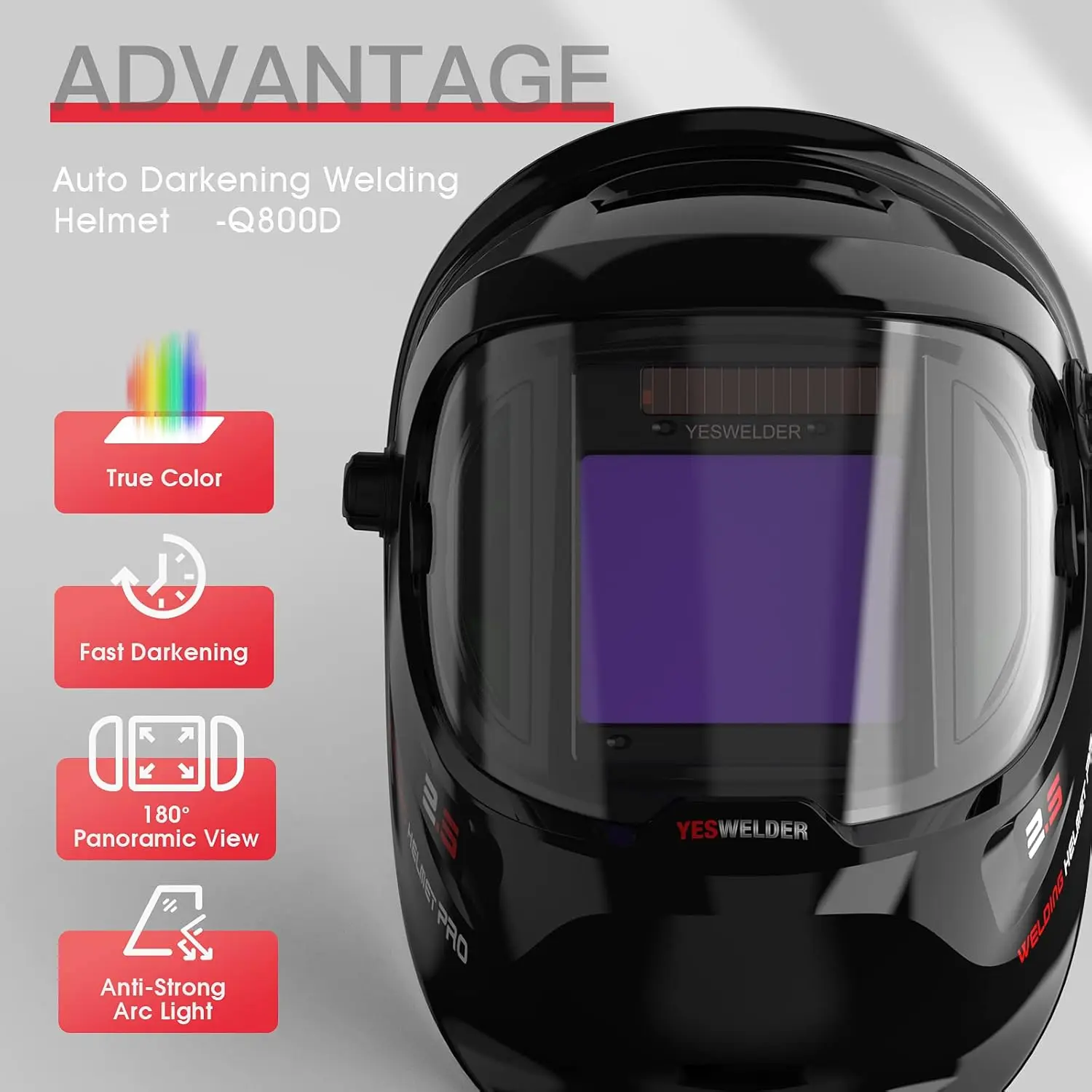 Large Viewing  Color Solar Powered  Darkening Welding Helmet with SIDE VIEW, 4 Arc Sensor Wide Shade 4/5-9/9-13 Welder  for TIG