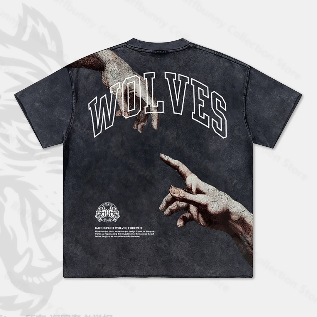 

Darc Wolf Sport Vintage Washed Tshirt Bodybuilding Shirt Fitness Breathable Clothing Summer Workout High Quality Darcs T-shirts