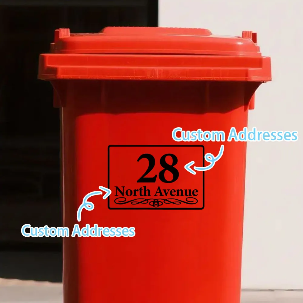 1pc Customisable Rolling Bin Numbered Street Name Stickers - Personalised Sticky Signs for Bins, Mailboxes, Etc. - Durable, Weat