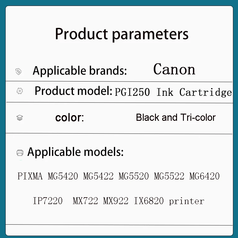 PGI250 PGI-250 CLI-251 ink cartridge For canon PIXMA MG5420 MG5422 MG5520 MG5522 MG6420 IP7220 MX722 MX922 IX6820 printer