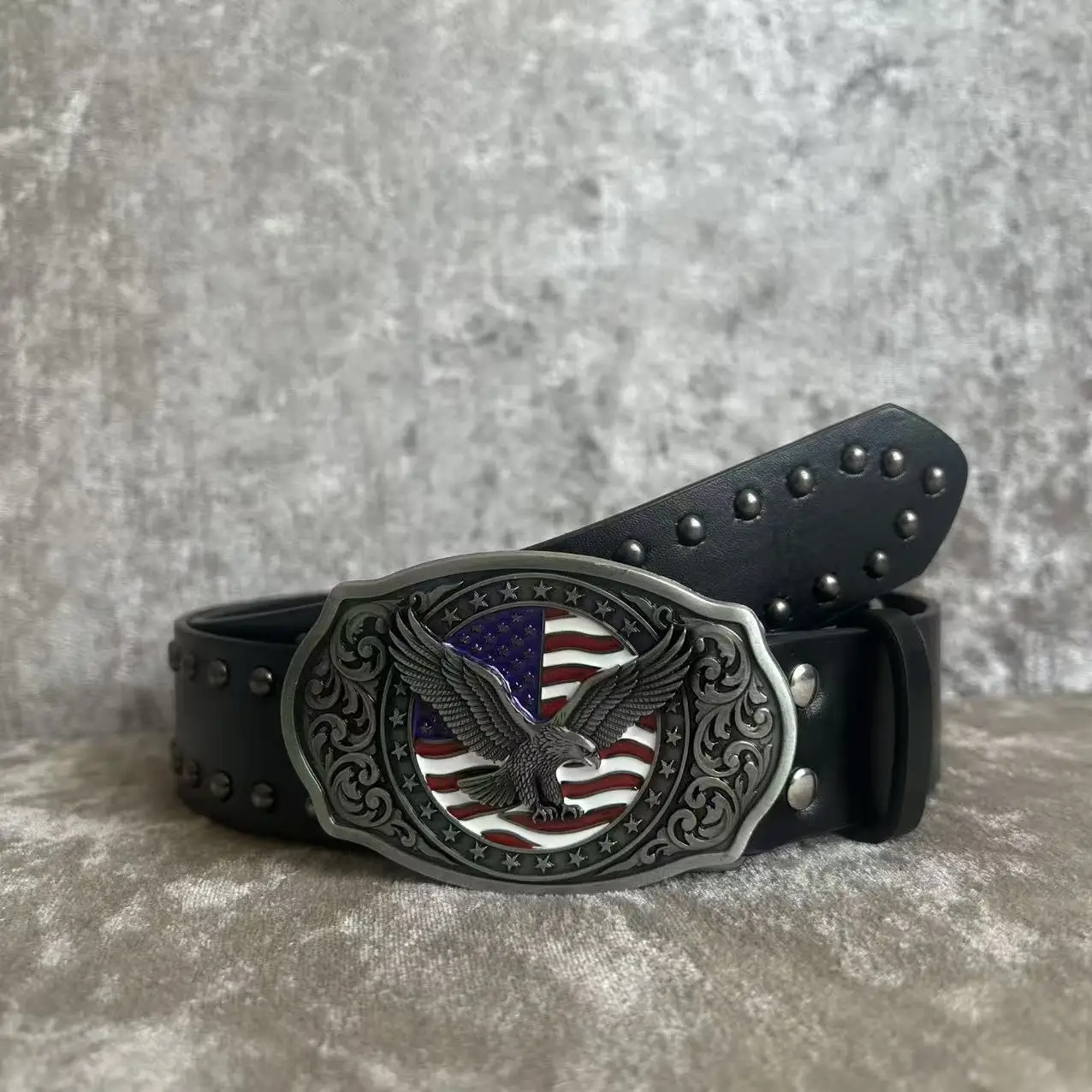 Men Women Vintage Western Wide Waist Belt Rivet Strap Large Embossed Bull Eagle Scorpion Buckle Retro Cowboy Casual Waistband