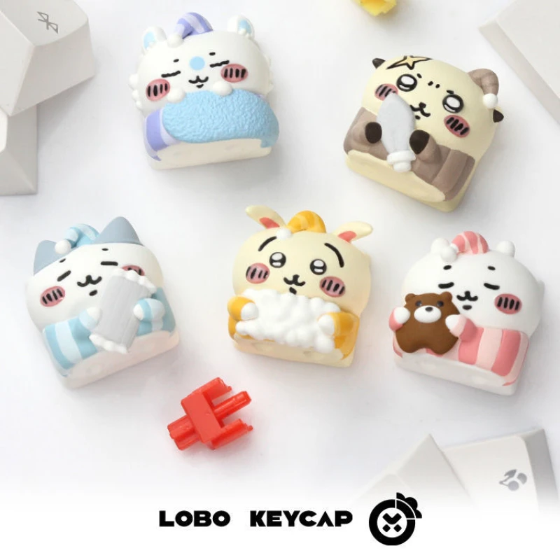 

Miniso Cinnamon Melody Anime Kawaii Eight Pieces Personalized Resin Cute Cartoon Girl Usagis Art Keycap Creative Keyboard Gift