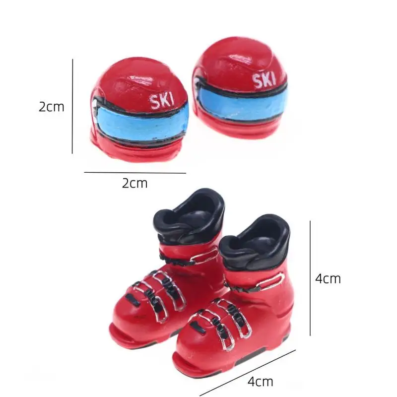 Patines de Hielo en Miniatura para Casa de Muñecas 1:12, Gorros de Esquí, Modelo de Escena de Esquí de Invierno, Decoración, Accesorios para Casa de Muñecas - Juguete
