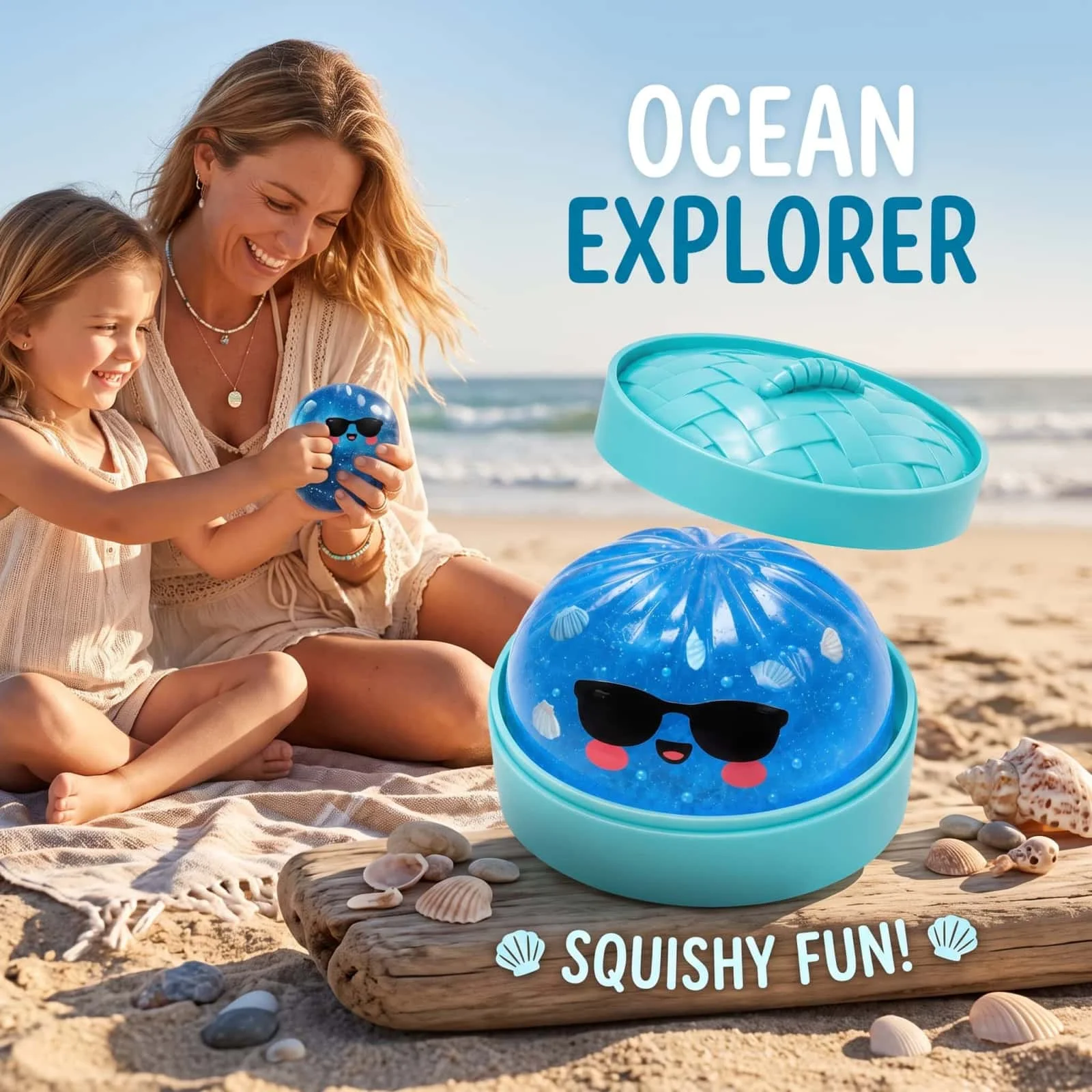 Dowmoo Ocean Sunglasses Bun Squishy Kids Toy Slow Rising Stress Relief Squeeze Cute Fidget Sensory Party Favor Hand Stress Ball