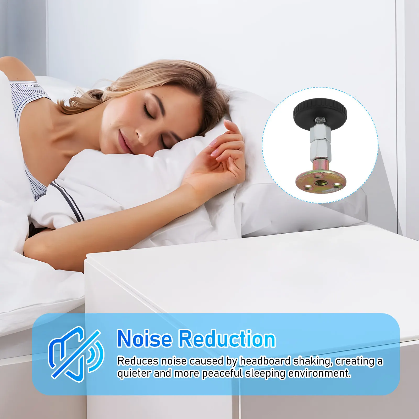4 Piezas Estabilizador de Cabecero Ajustable Telescópico 64-87mm, Soporte Antivibración para Estructura de Cama, Fijador de Pared, Herramienta Estabilizadora de Muebles
