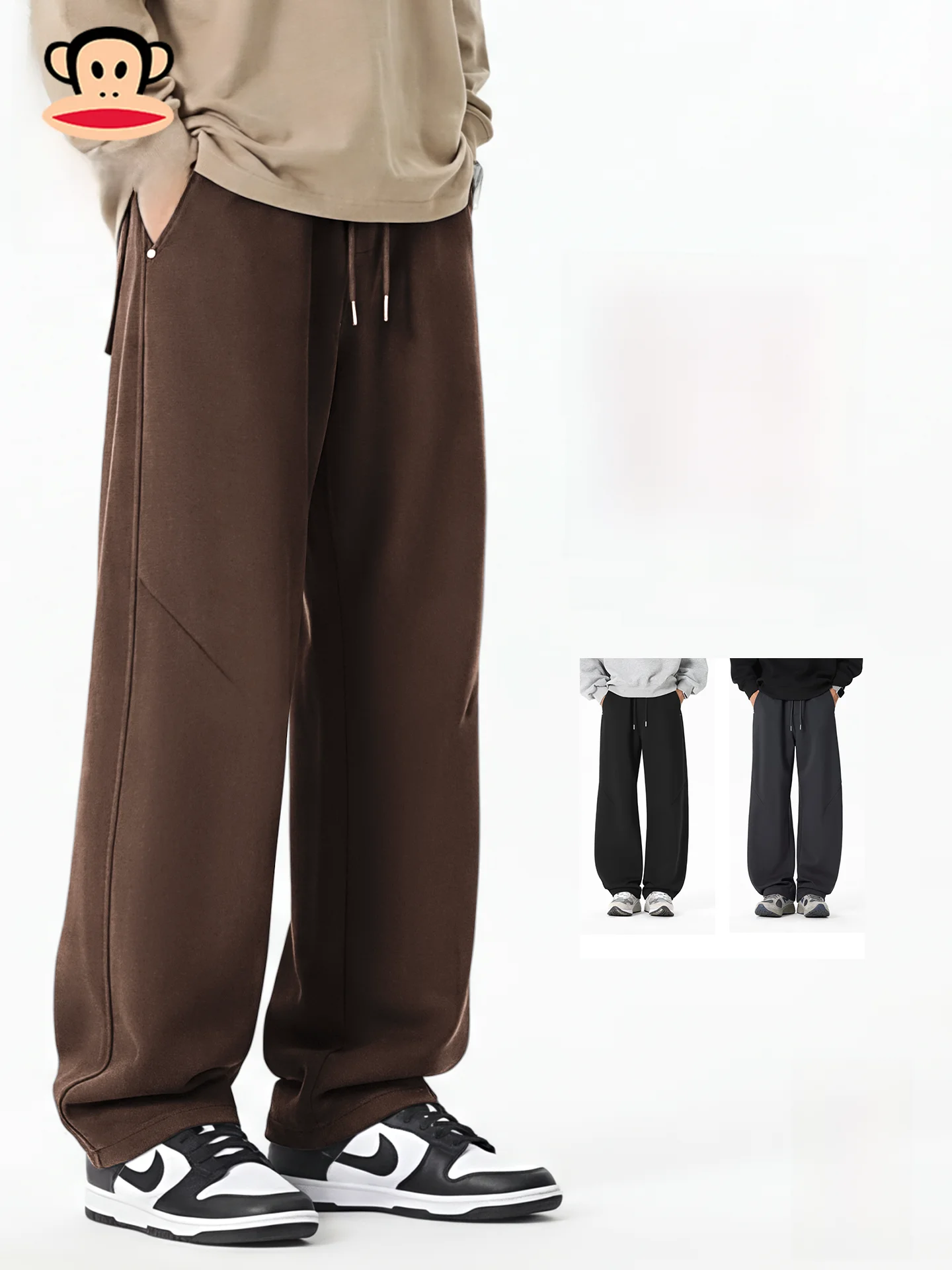 

Мужские повседневные брюки-чинос цвета хаки из плотной ткани, весенняя коллекция, модные, широкие, свободного кроя