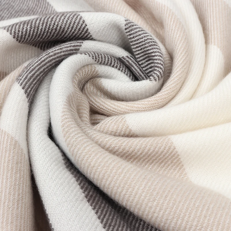 Foulard Thu Đông Cashmere Ấm Áp Khăn Sọc Kẻ Sọc Cao Cấp Tua Dài Nữ Làm Dày Quấn Khăn Choàng Nữ Len Khăn Choàng Pashmina