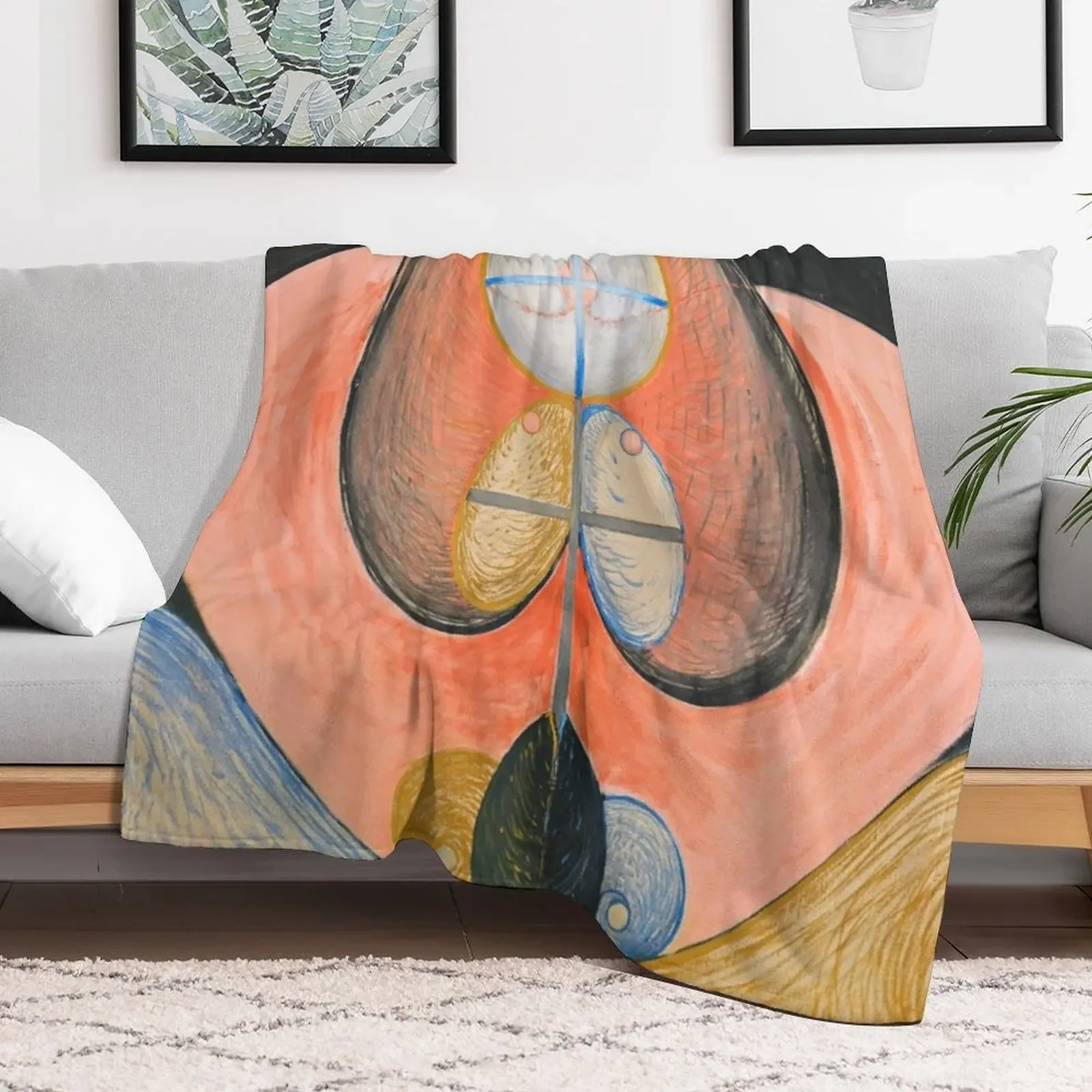 Hilma af Klint - The Evolution No. 10, Throw Blanket Plush Fuzzy Cozy Blanket for Couch Sofa
