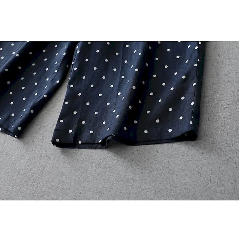 Pantaloni di lino in cotone pop Pantaloni larghi casual larghi stampati da donna Pantaloni a vita elastica stile coreano estivo vintage Pantaloni a gamba larga