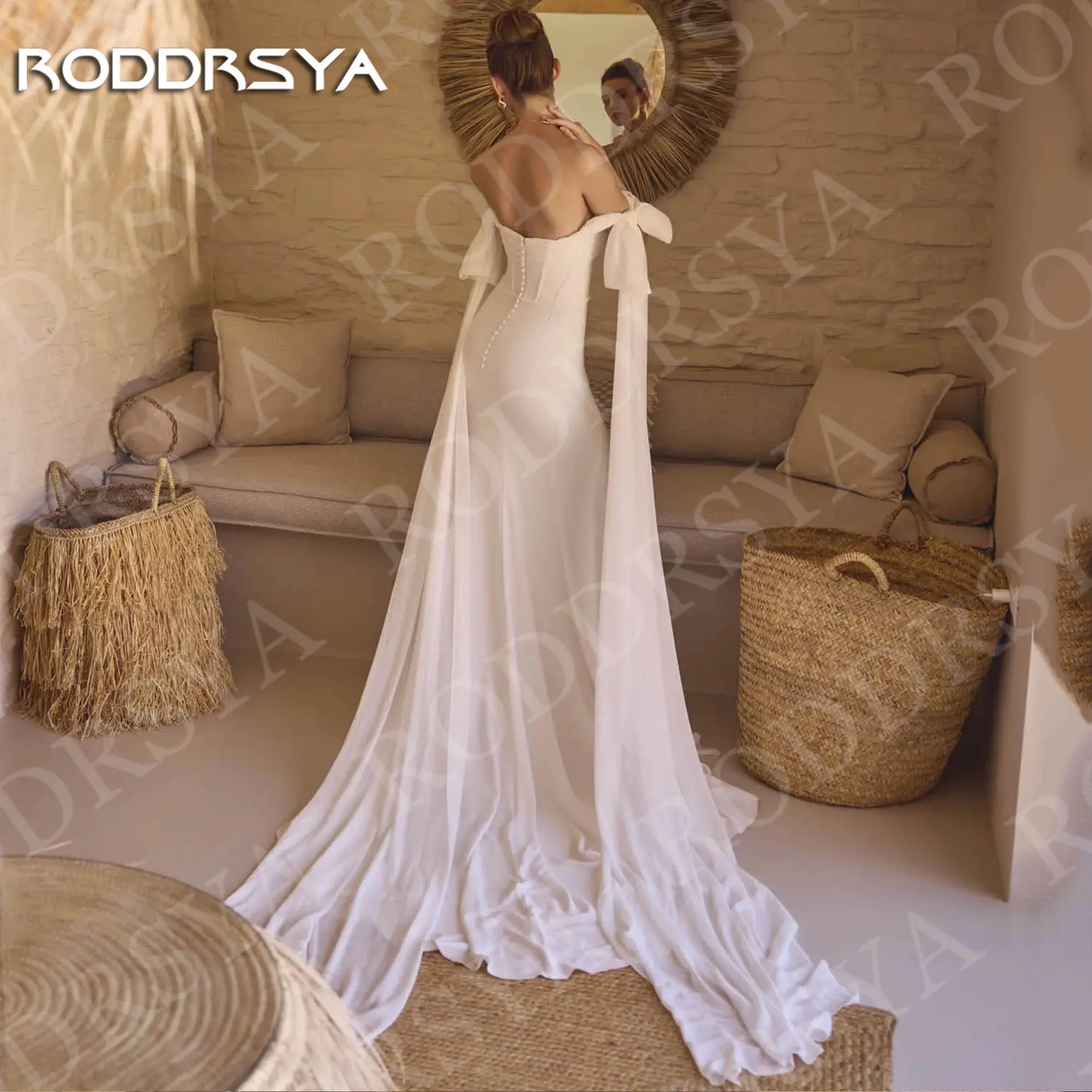 RODDRSYA ง่ายปิดไหล่ชุดแต่งงาน Mermaid Beach Elegant ชีฟองชุดเจ้าสาว Bohemian ที่กําหนดเอง vestido de noiva