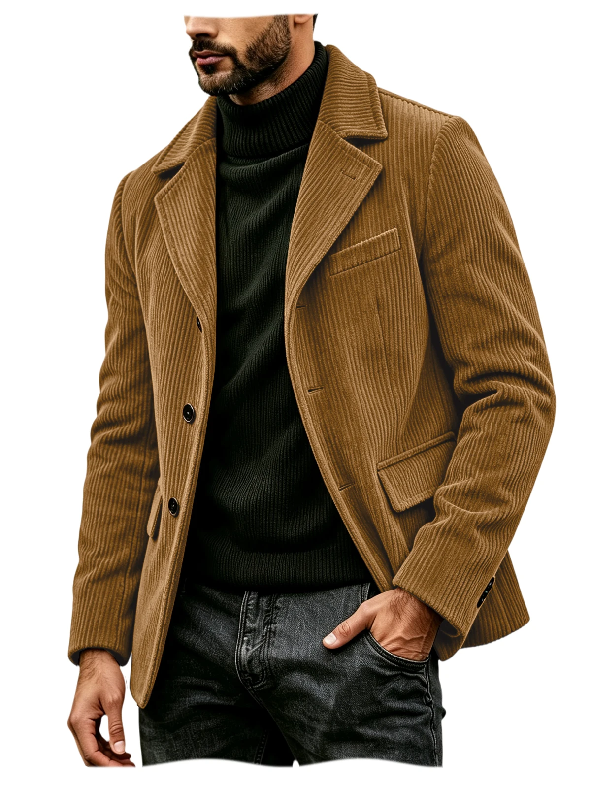 Men's Corduroy Suit Jacket Vintage Notched Lapel Single Breasted Loose Fit Casual Blazer High Quality Fashion Sport Coat Busines 7