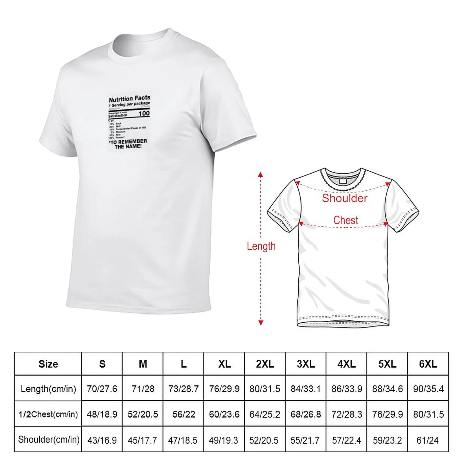 New A PERFECT SERVING! - Remember The Name Nutrition Label T-Shirt vintage clothes man clothes graphic t shirt Men's t-shirt