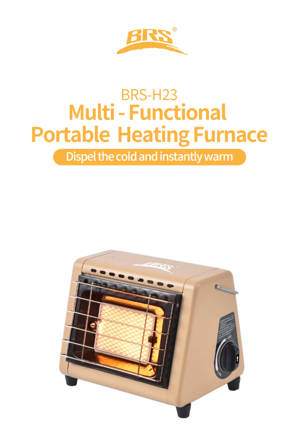 BRS-H23 Tragbarer Zeltheizer 1500W Outdoor-Butanheizer mit Regelventil Infrarot-Terrassenheizer für Camping und Winter – Detail 1