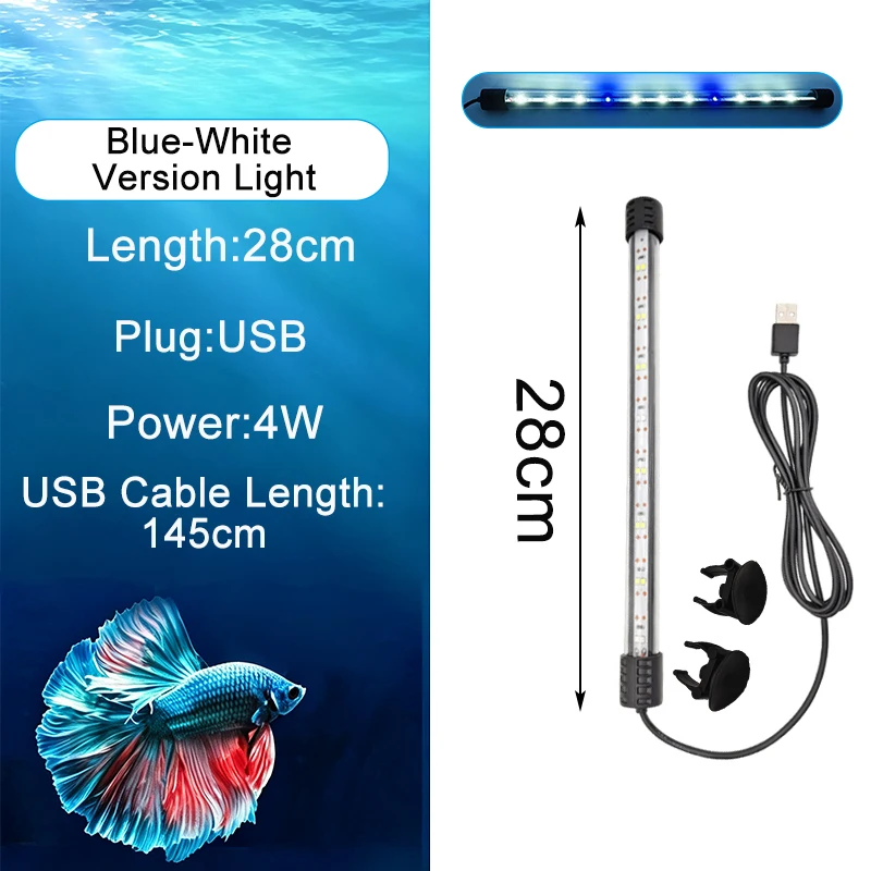 USB-Vollspektrum-Aquarium-LED-Streifenleuchte 18-58cm Wasserdichte Unterwasser-Aquariumlampe für Unterwasserpflanzenwachstum – Detail 8