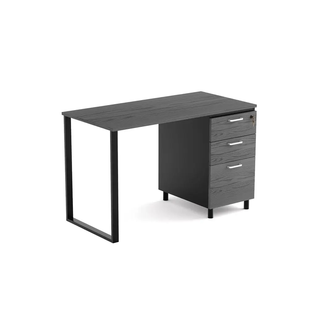 

Design Teacher Desk with File Drawer, Desk with Locking Drawers, by Crafts and Comfort 47 Inch Grey and Black