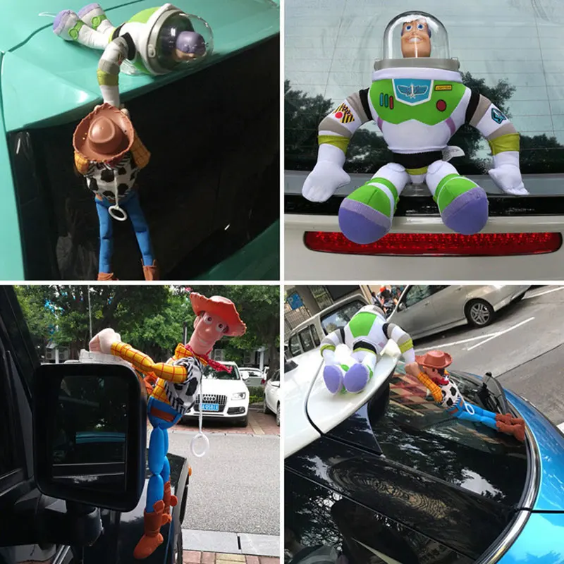 Toy Story Sherif Woody Buzz Lightyear bambole per Auto 35cm giocattoli di peluche fuori appendere giocattoli simpatici accessori per Auto