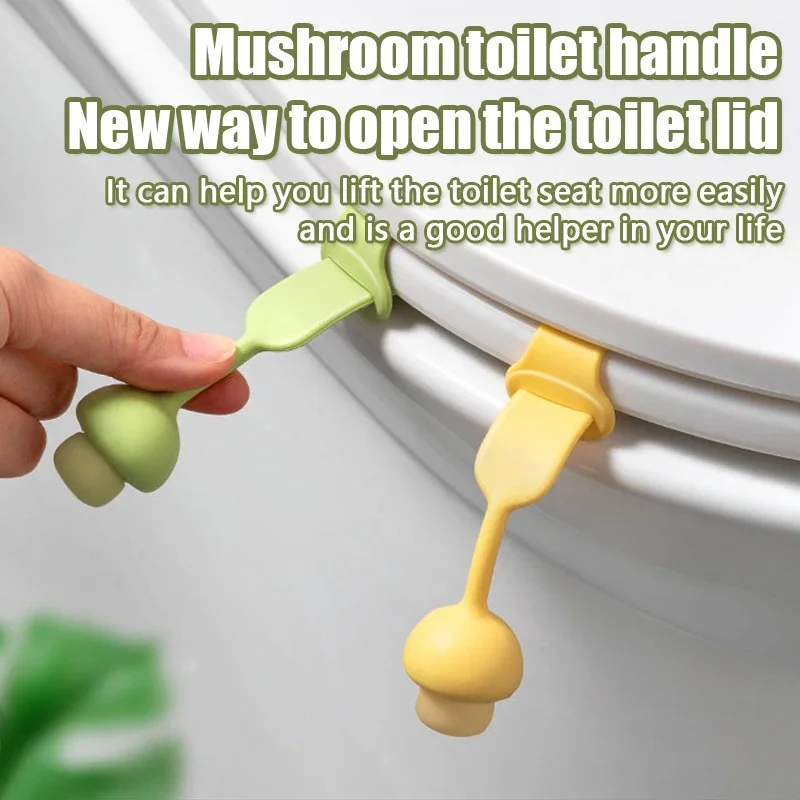 5Pcs Pastel Mushroom Toilet Seat Lifter with Soft Non-Slip Grip, Hygienic Easy-Install Bathroom Accessory, Durable Washable