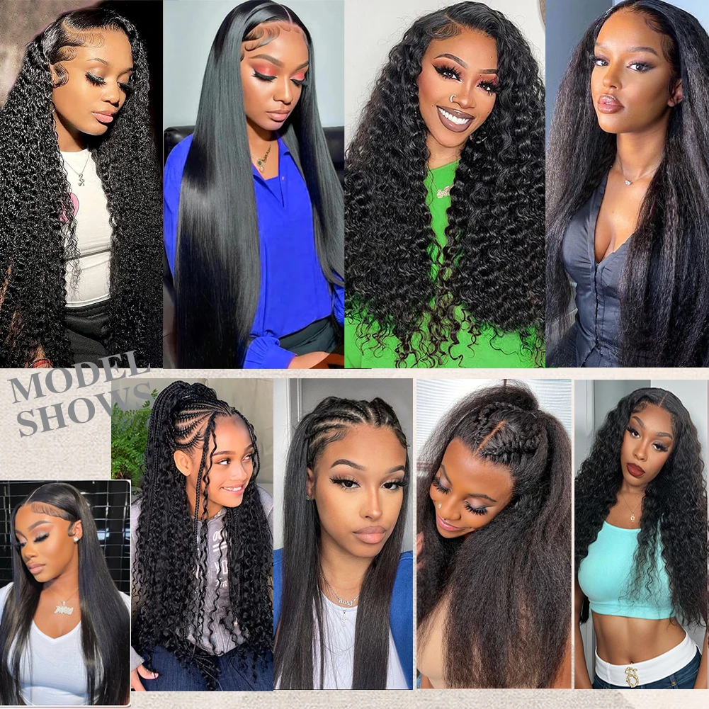 Wig 13X6 13X4 4X4 gelombang dalam HD renda transparan rambut manusia ketebalan 180 telah ditanami dengan wig rambut bayi