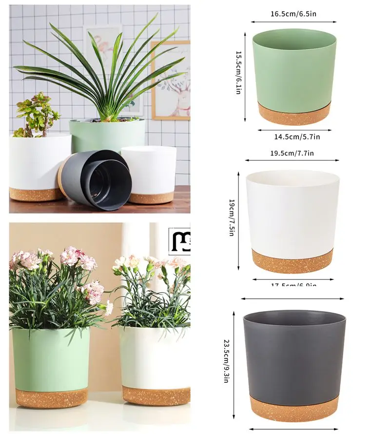Maceta de fondo desmontable, macetas de autorriego para plantas, maceta redonda para balcón, patio, bonsái, macetero suculento en maceta