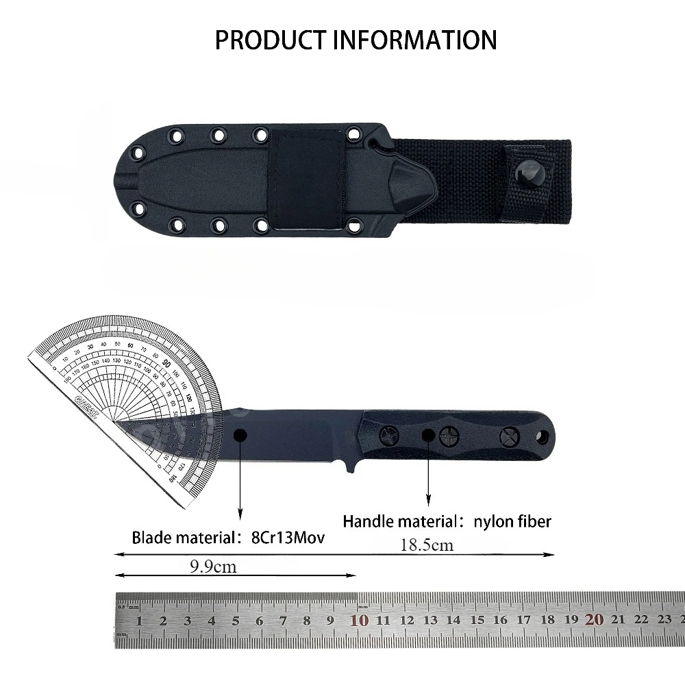 KB EK50 شفرة مستقيمة عالية الجودة 8Cr13Mov شفرة ألياف النايلون مقبض مقاومة للصلابة بقاء المحمولة سكين الدفاع عن النفس