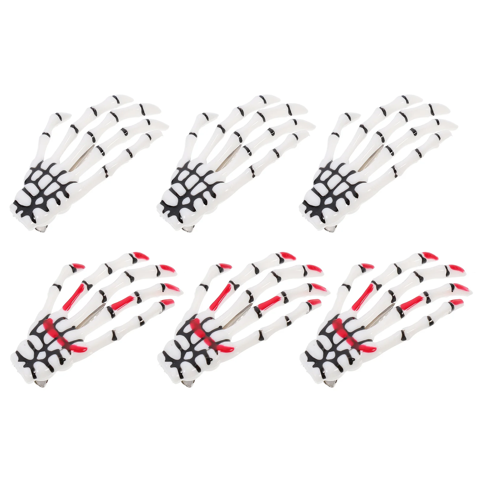 

6pcs Hand Hair Clip Bone Barrettes Resin Halloween Accessory Spooky Costume Elegant Stylish
