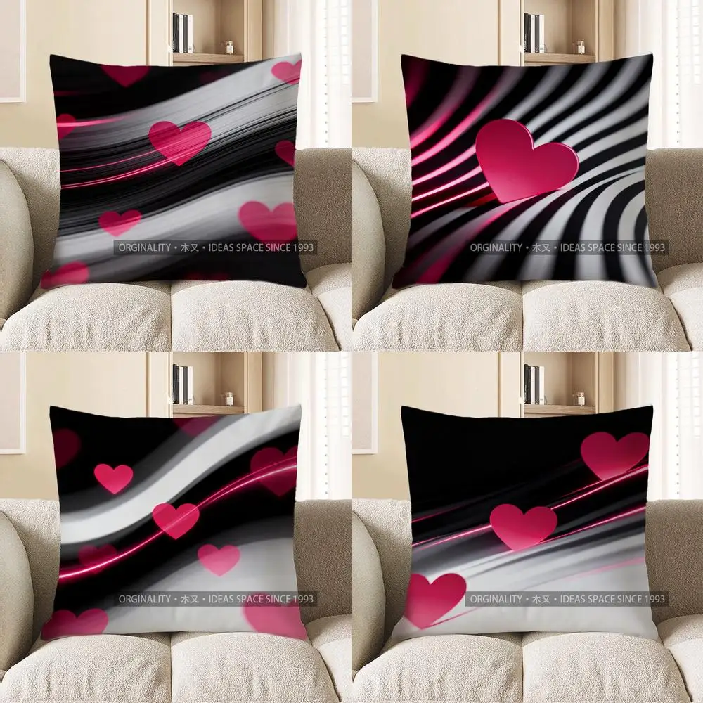 

2D абстрактный чехол для подушки с цифровым принтом в виде сердца, чехол для подушки с рисунком, подходит для дивана, спальни, автомобиля, наволочка