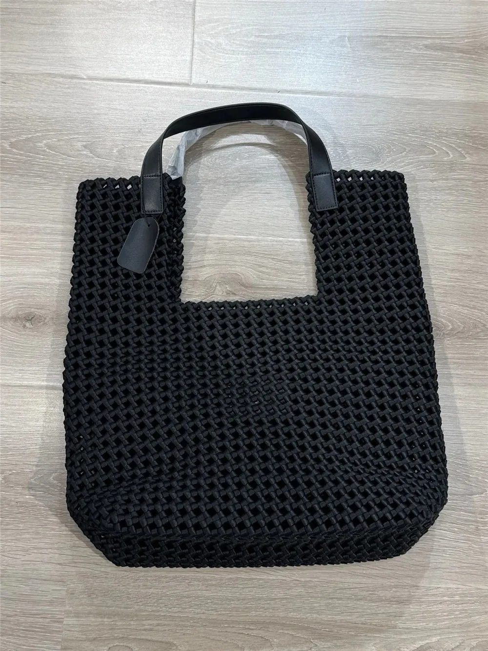 

Large Hand-Woven Tote Bag hollow genuine leather Handbags Underarm Bags Mother and Child Bag
