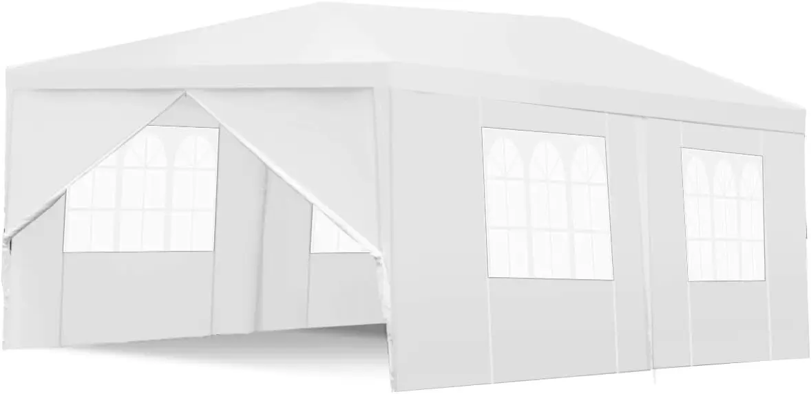 

10x20ft White Party Wedding Tent with Removable Sidewalls, Portable Canopy Shelter for Outdoor Events and Backyard