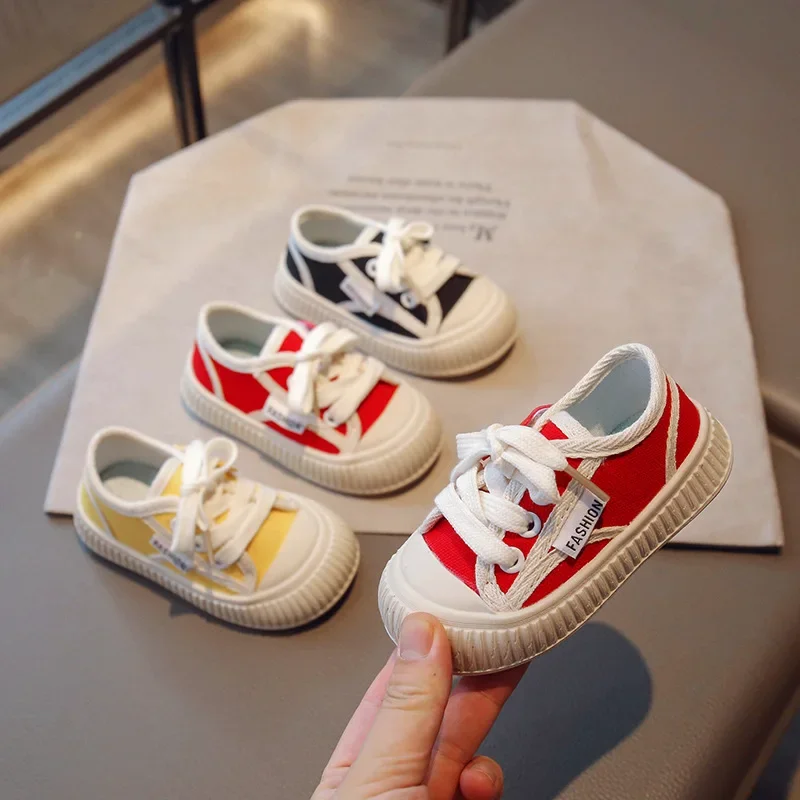 

Children Fashion Canvas Shoes Girls Solid Color Simple Baby Boys First Walker Shoes Non-slip Kid 2023 New Casual Shoes Versatile