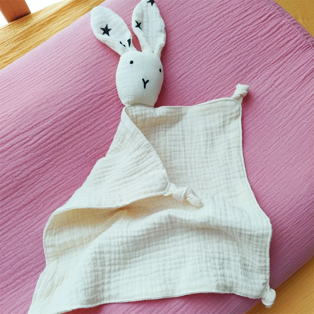 Baby Cotton Muslin Comforter Blanket Soft Newborn Sleeping Dolls Cute Bunny Kids Sleep Toy Soothe Appease Bibs Saliva Towel