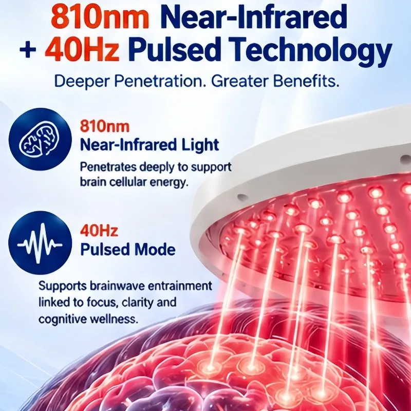 Toponechoice Infrared Light Therapy Photobiomodulation Helmet Brain Stimulation 810nm 448 LEDs for Alzheimers Insomnia Anxiety