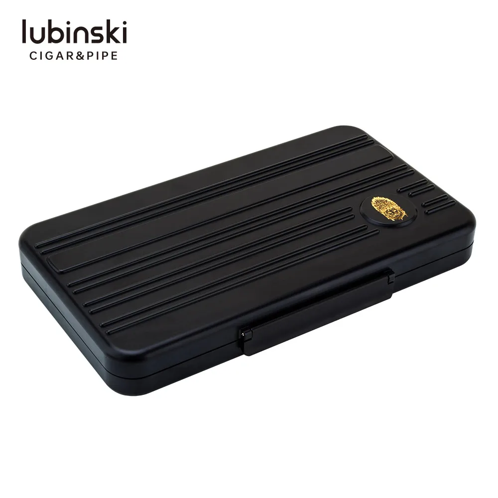 High quality Lubinski aluminum 5 cigars travel portable cigar humidor with gift box