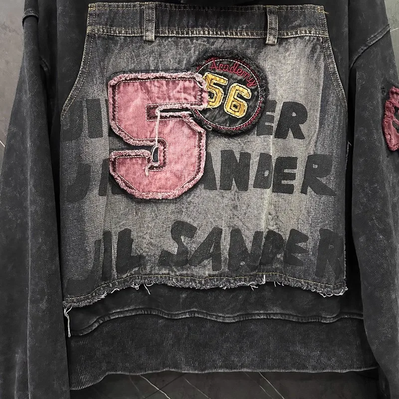 2025 Spring and Autumn Heavy Industry New Alphabet Patch Embroidery Loose Fashion Top Hooded Cardigan Sweater Jacket Women