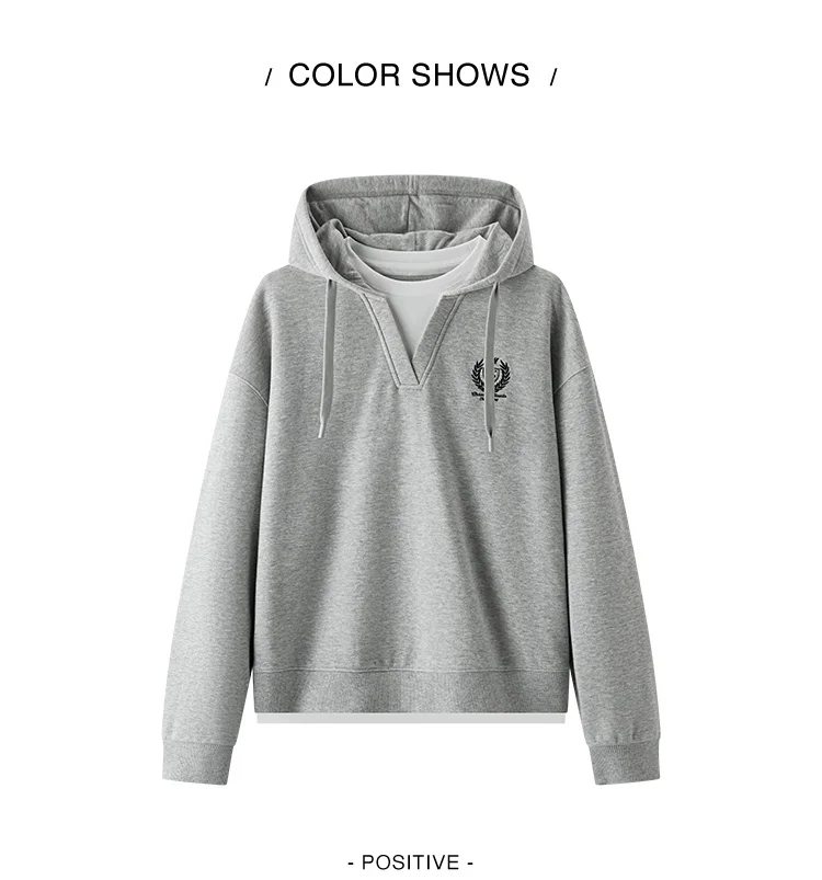 Semir Damen Hoodie mit Kapuze Übergroß Stickerei Patchwork Faux Zweiteiler Campus-Stil Herbst Sweatshirt Alltagskleidung 2026 – Detail 10