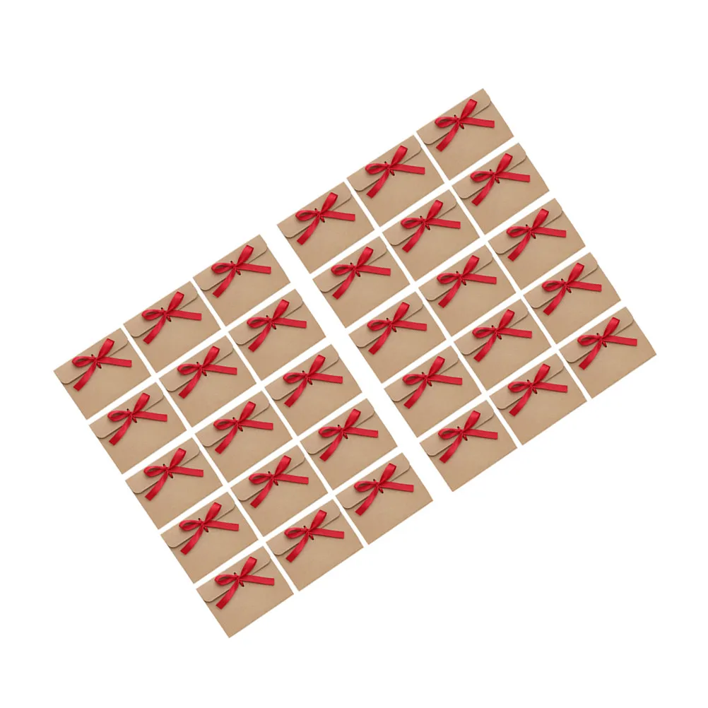 

50Pcs European Style Kraft Paper Envelopes Red Bowknot Wedding Gift Money Storage Pouch Invitation Cards Bowknot Envelope
