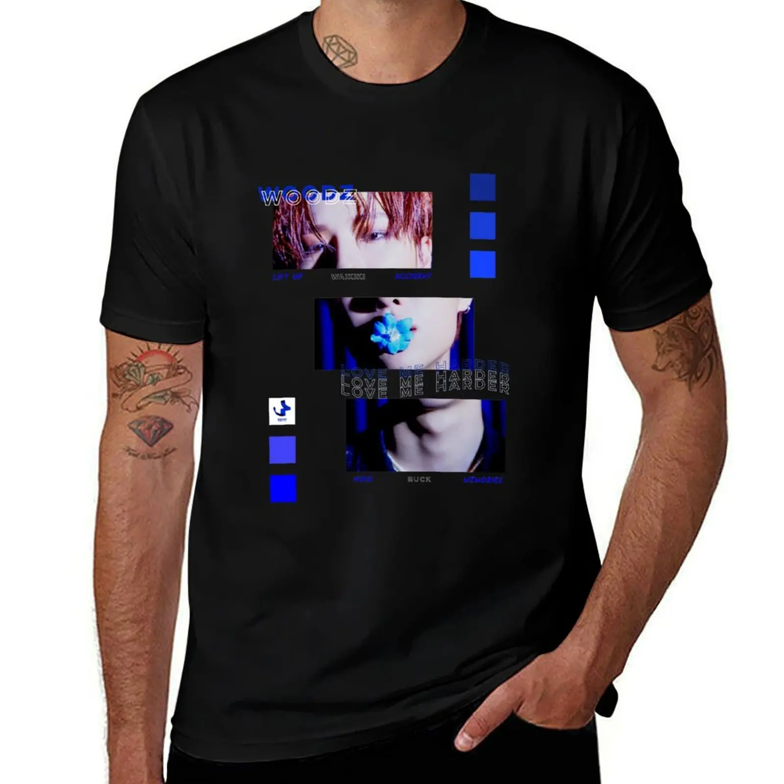 تي شيرت WOODZ SEUNGYOUN EQUAL MERCH قمصان جرافيك تي شيرت أسود لمحبي الرياضة تي شيرت جرافيك للرجال