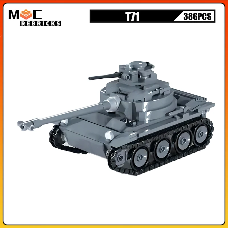 Experimental Airborne Light Tank T71 Armor Vehicle MOC Building Blocks Panzer Assembly Model Kids Construction Toys Bricks Gifts